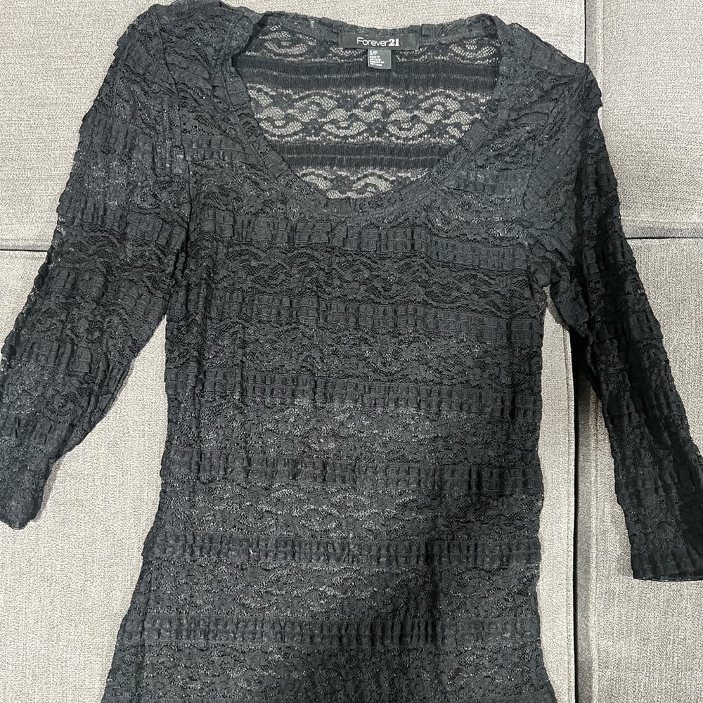 EUC black lace top - three quarter sleeves